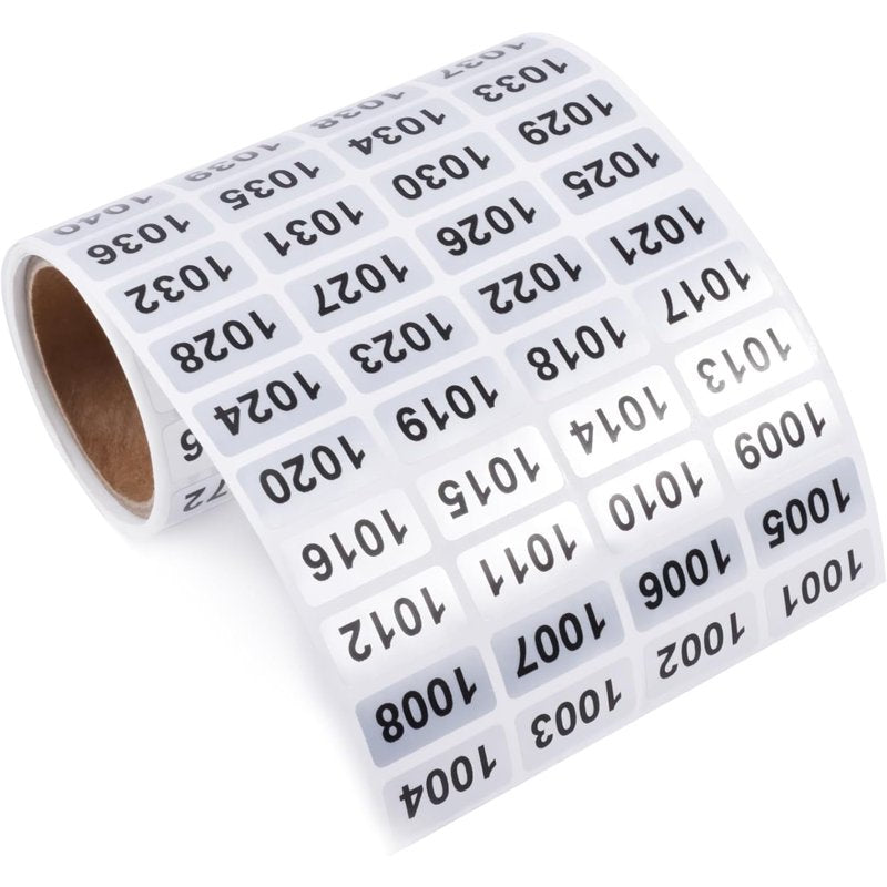 Waterproof Self-Adhesive Inventory Labels - Black Printing on Silver Sticker, 0.79 x 0.38 Inch, Bulk Pack of 1001-2000