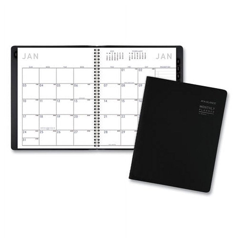 Monthly Planner Bundle 12-Month Dated Calendar with Note Pages - Black Cover