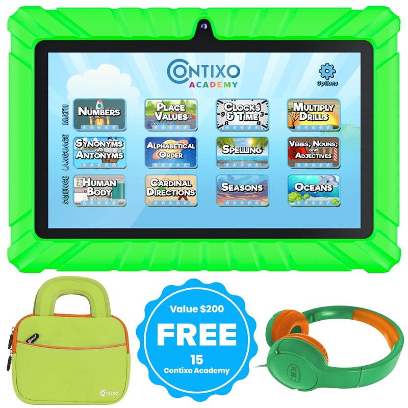 Kids Android Tablet Bundle with Headphones and Sleeve Case - 7-Inch, 32GB