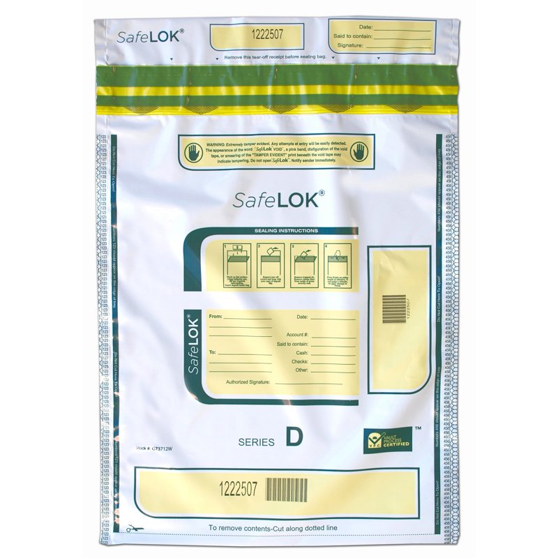 Tamper-Evident Deposit Bags 12x16 White Pack of 100 Security Sealed Money Bags