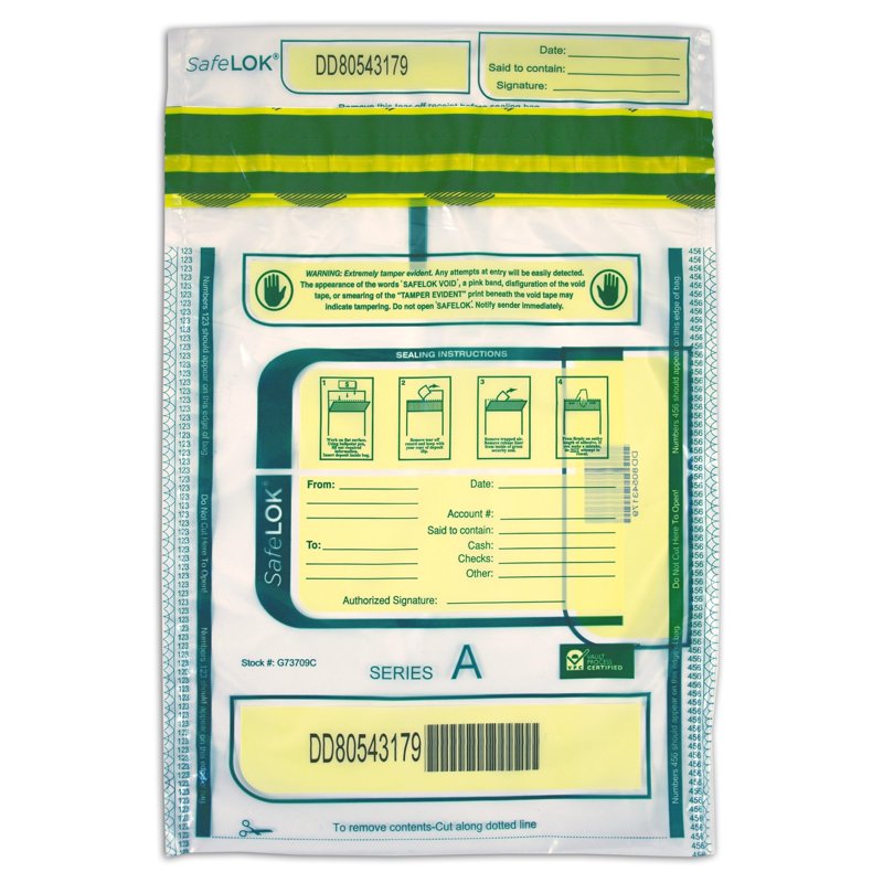 Tamper-Evident Deposit Bags 9x12 Clear Pack of 100 Secure Bank Storage