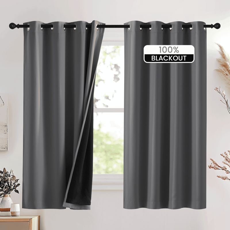 Blackout Thermal Insulated Curtain Panels Grommet 42x63 Greyish Green