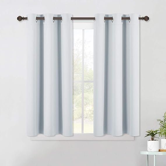 Blackout Curtains 45 Inch Length Set of 2 - Thermal, Noise-Reducing Window Drapes
