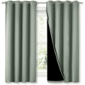 Blackout Thermal Insulated Curtain Panels Grommet 42x63 Greyish Green