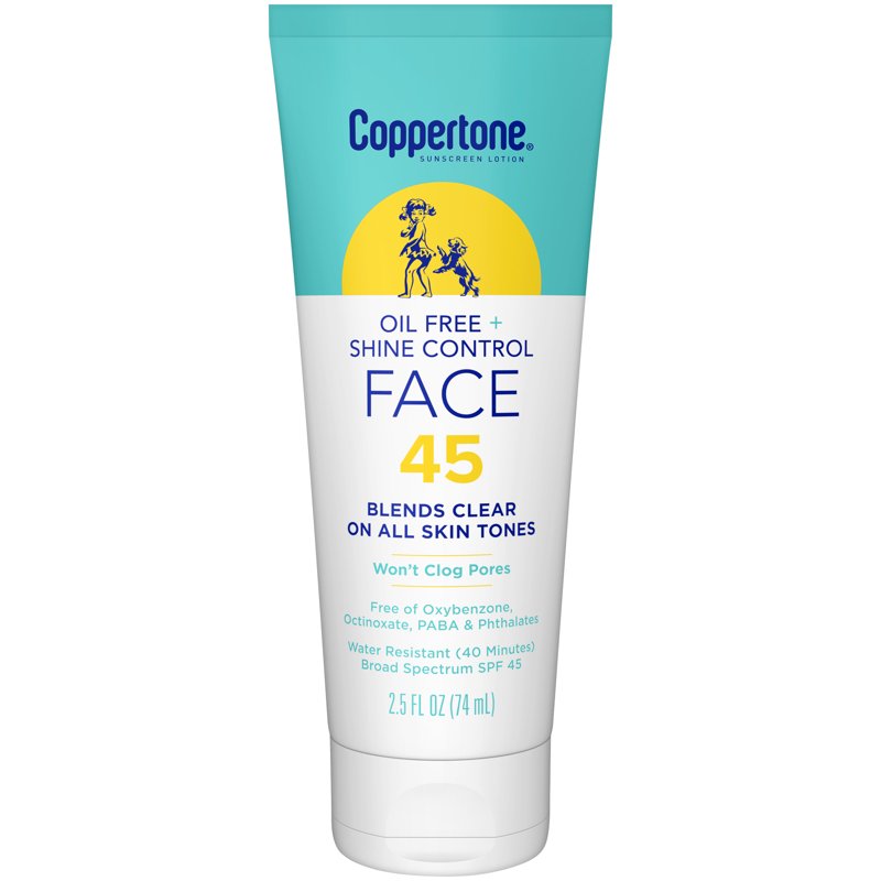 Oil Free SPF 45 Sunscreen Face Lotion - Shine Control, Broad Spectrum UV Protection