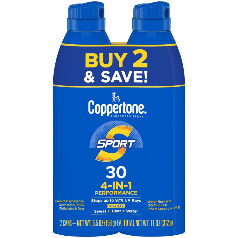 Water-Resistant SPF 30 Sunscreen Spray for Outdoor Activities - 2 Pack