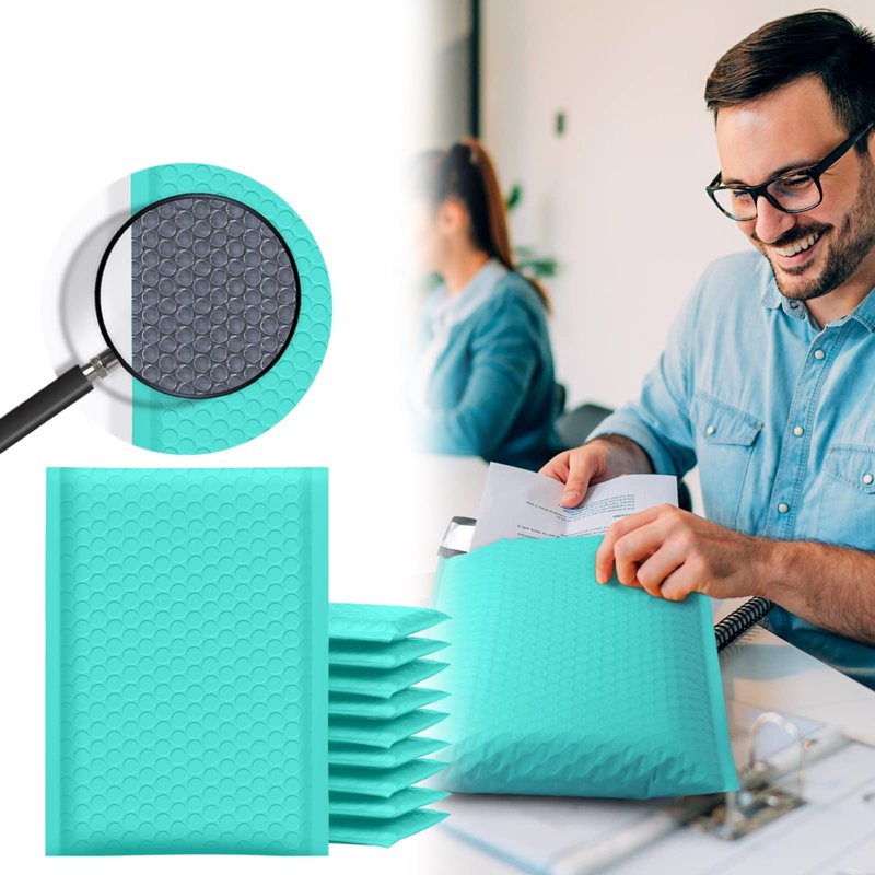 12x15 Inch Green Waterproof Bubble Mailers - Self Seal Shipping Envelopes for Small Business, Jewelry & Makeup - 10 Pack