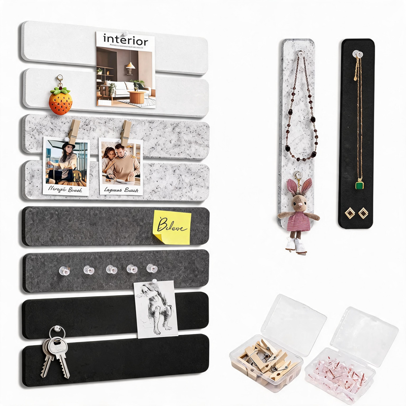 Small Cork Bulletin Board Tiles with Felt Wall Decor and Accessories
