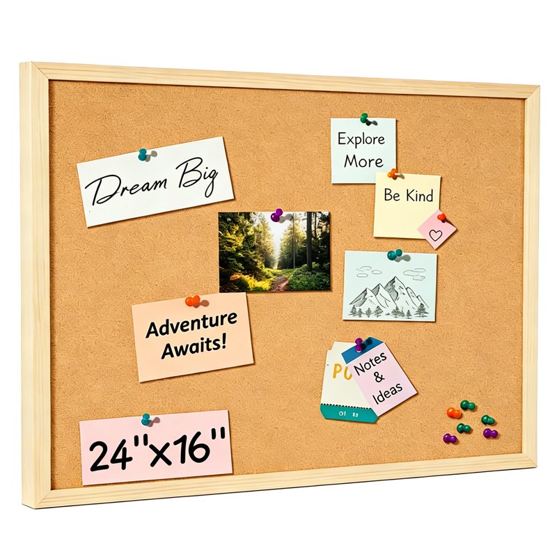 24x16 Inch Cork Bulletin Board for Wall Office & Home Decor