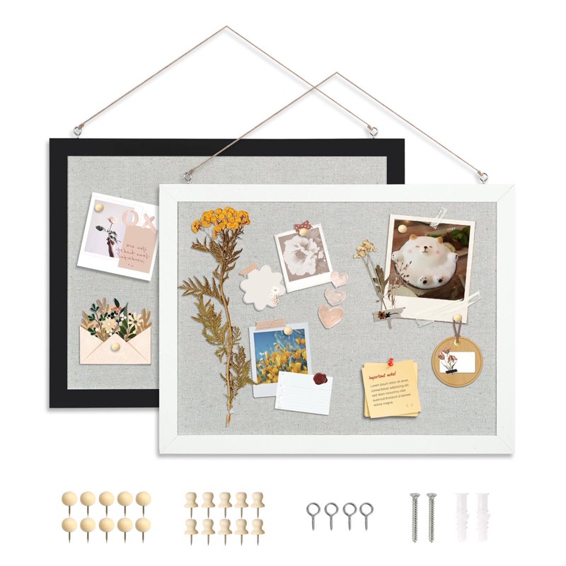 2-Pack Cork Bulletin Boards 16x12 Inches with Rustic Wood Frames for Wall Display
