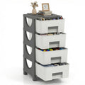 Plastic 4-Drawer Storage File Cabinet - Space-Saving Organizer for Bedroom & Office