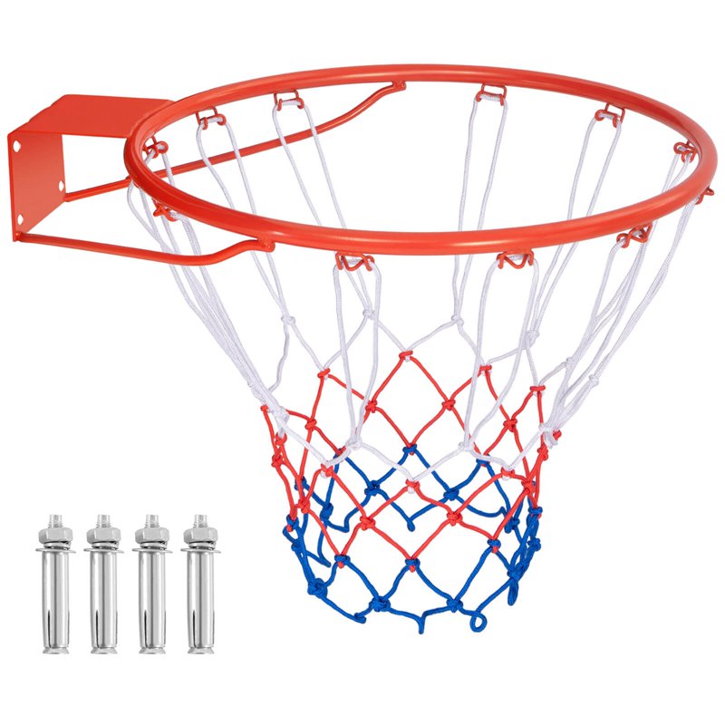 Wall-Mounted Basketball Rim 18 Inch Indoor Outdoor with Weather-Resistant Net
