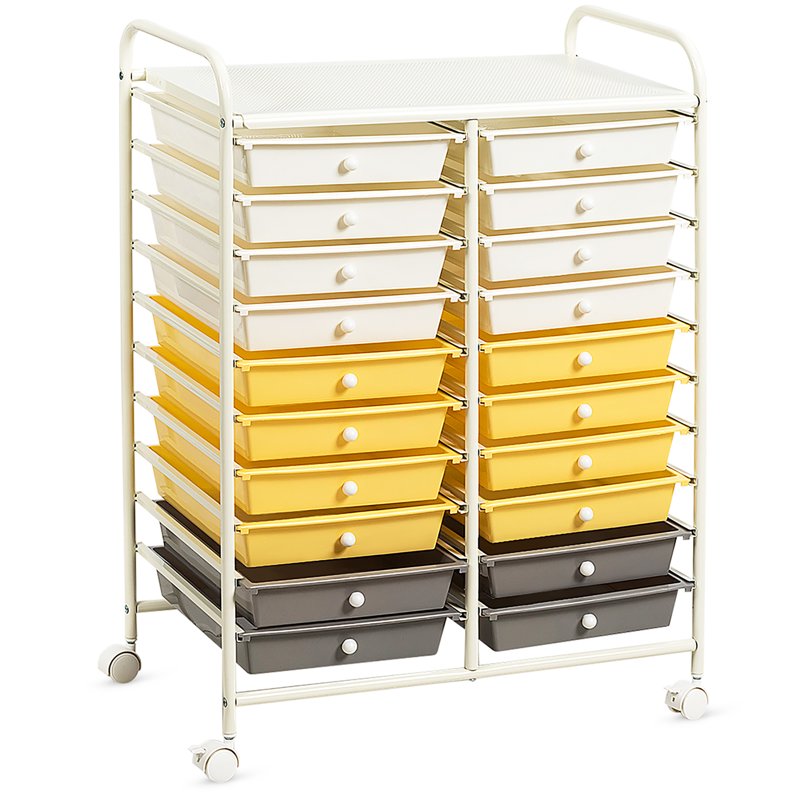 20-Drawer Rolling Storage Cart with Removable Plastic Drawers for Office, Home, Garage