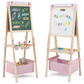 Kids 3-in-1 Wooden Art Easel with Magnetic Whiteboard & Chalkboard Pink