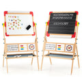 Kids Wooden Art Easel with Double Sided Chalkboard & Whiteboard, Paper Roll & Storage Tray