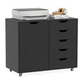5-Drawer File Cabinet with Door and Adjustable Shelf - Rolling Home Office Storage