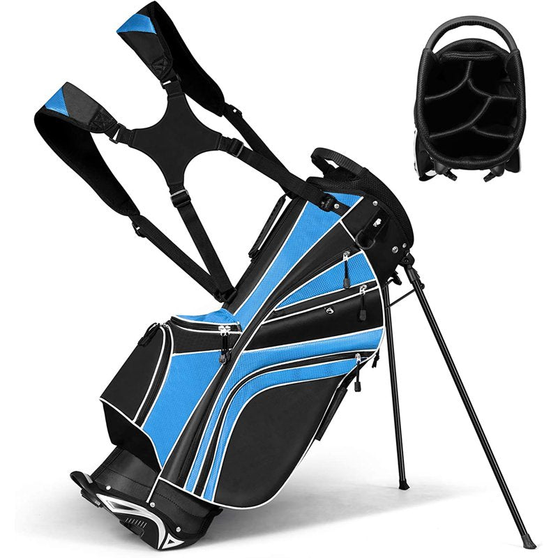 Costway Golf Stand Bag - 6-Way Dividers, 8 Pockets, Blue