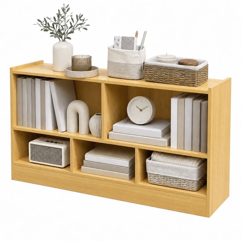 Kids 2-Shelf Toy Storage Bookcase with Cubes - Wooden Organizer for Children's Room
