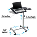 Height Adjustable Standing Laptop Desk Cart with Lockable Wheels