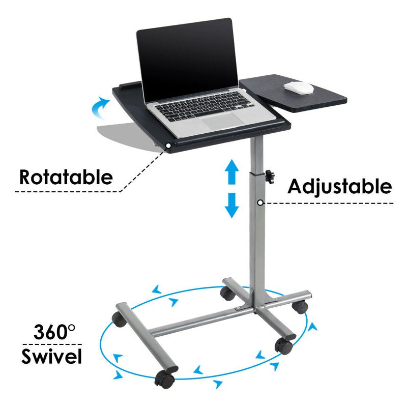 Height Adjustable Standing Laptop Desk Cart with Lockable Wheels