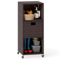 Outdoor Storage Cabinet with Shelves, Drawer & Wheels for Porch Garden
