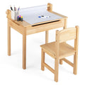 Kids Activity Table with Chair, Paper Roll Holder & Storage - Toddler Furniture