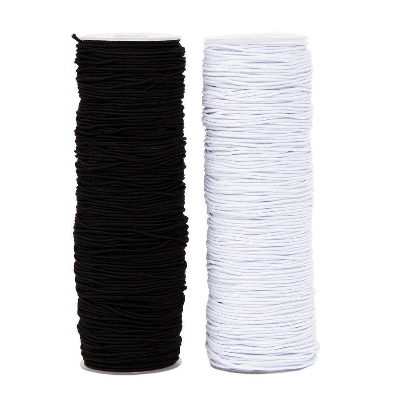 Stretch Cord for Jewelry Making - 1mm Black & White Elastic String 300ft