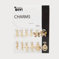 Gold Metal Charm Set for Jewelry Making - 12 Pieces Unisex Accessories