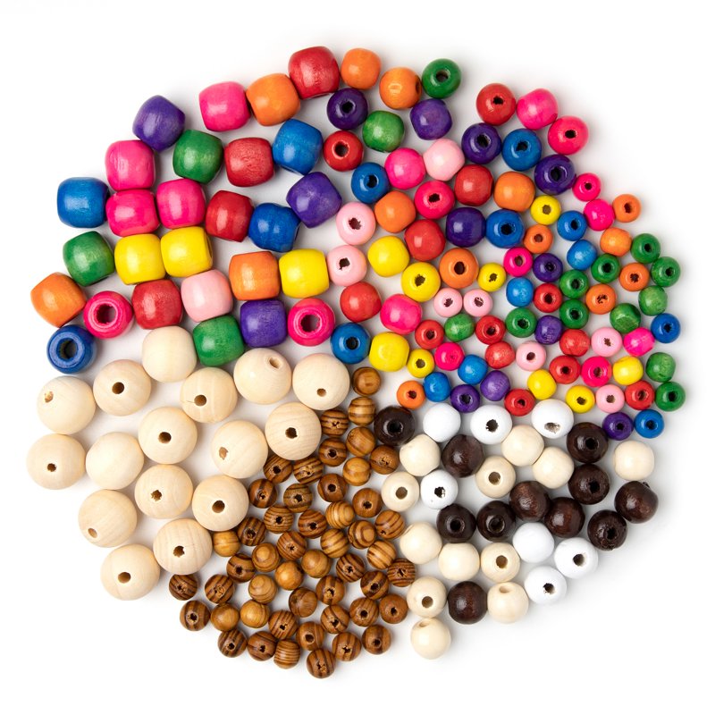 Assorted Wooden Beads for Jewelry Making & Crafts - 500 Pieces, 17.6 oz