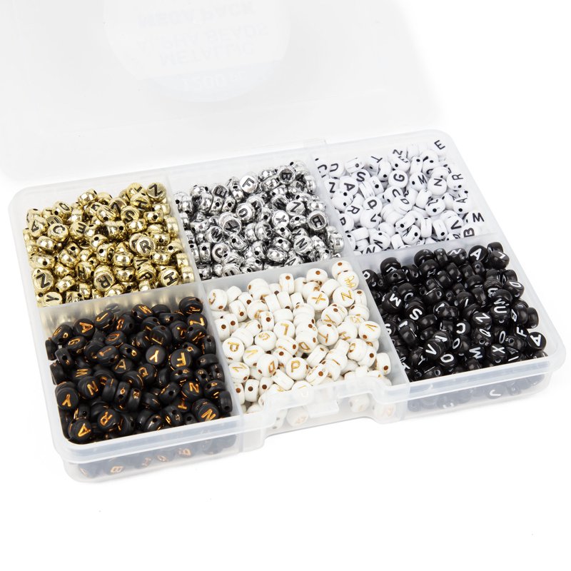 Metallic Alphabet Bead Mega Mix - 1200pcs Craft & Jewelry Supplies