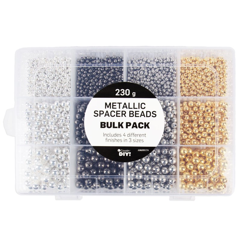 Metallic Spacer Bead Assortment for Jewelry Making - 3600 Pieces in Case