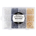 Metallic Spacer Bead Assortment for Jewelry Making - 3600 Pieces in Case