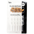 Mini Glass Bottle Charm Set for Jewelry Making - 15 Pieces, Unisex Craft Kit