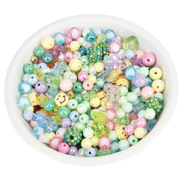 Pastel Acrylic Bead Set with Smileys & Gummy Bears for Jewelry Crafts - 135g, 500 Pieces