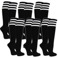Knee High Cotton Socks with Stripes - Bulk Pack of 6 Pairs, Casual & Fashionable