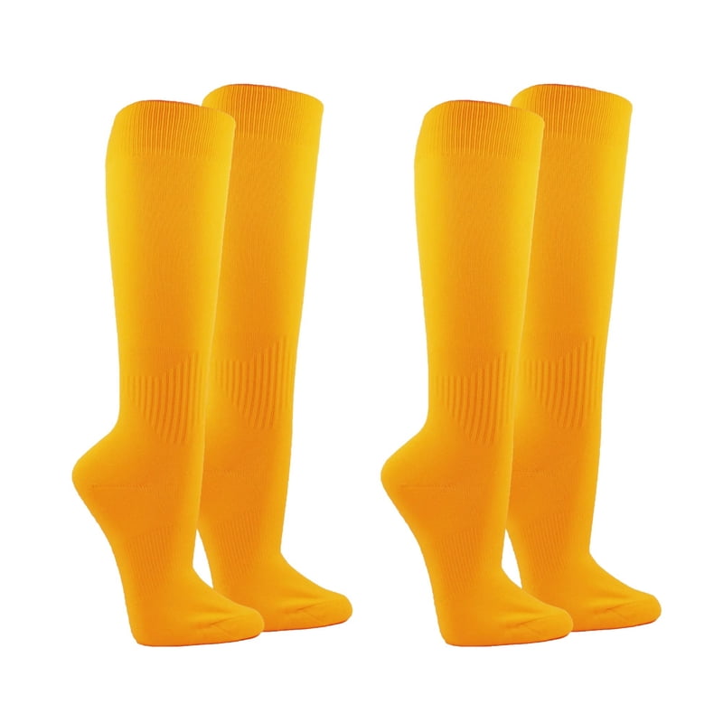 Unisex Soccer Knee High Athletic Socks - 2 Pairs, Medium, Like Brazil Yellow