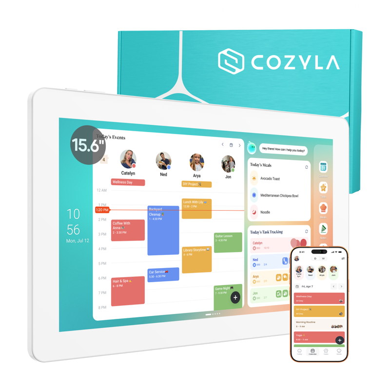 15.6 Inch Digital Wall Calendar with Touchscreen & Google Sync - Family Organizer
