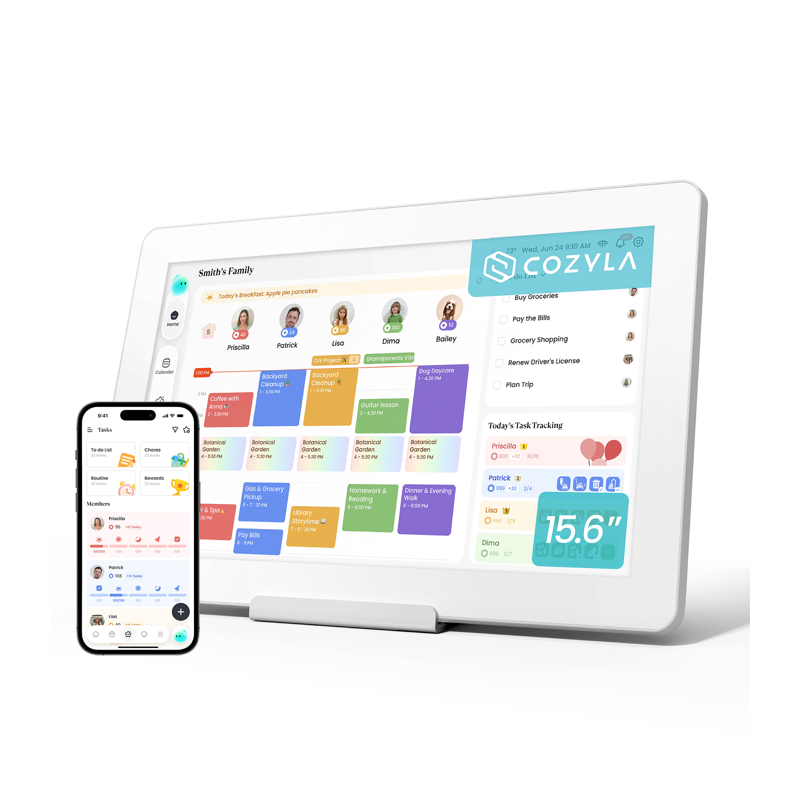 15.6-Inch Smart Digital Wall Calendar & Family Planner with Chore Chart