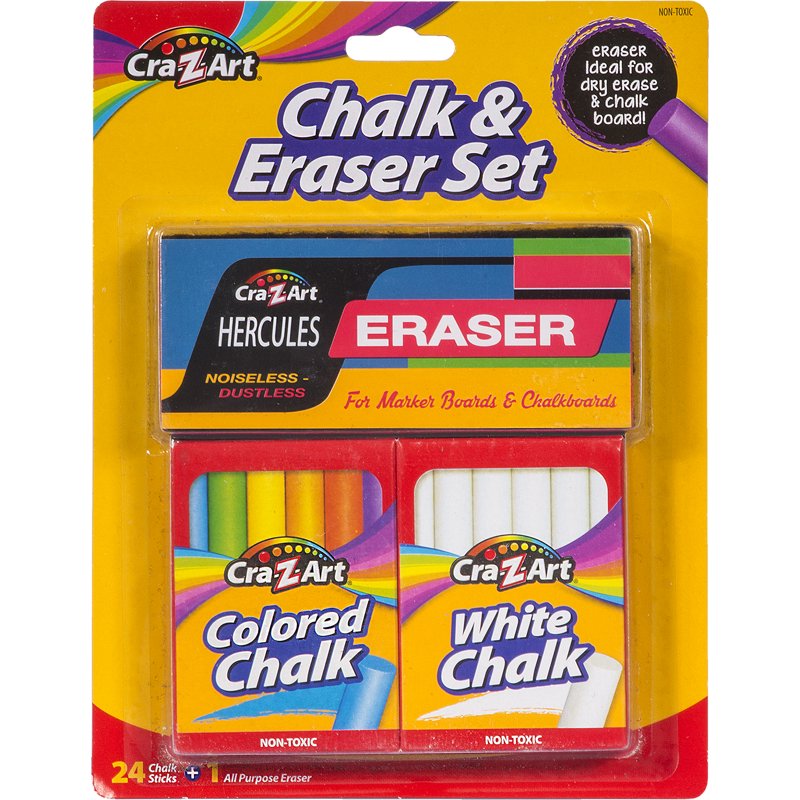 Quiet Dustless Chalk & Eraser Set for Chalkboards - Noiseless, Dust-Free, Multi-Color