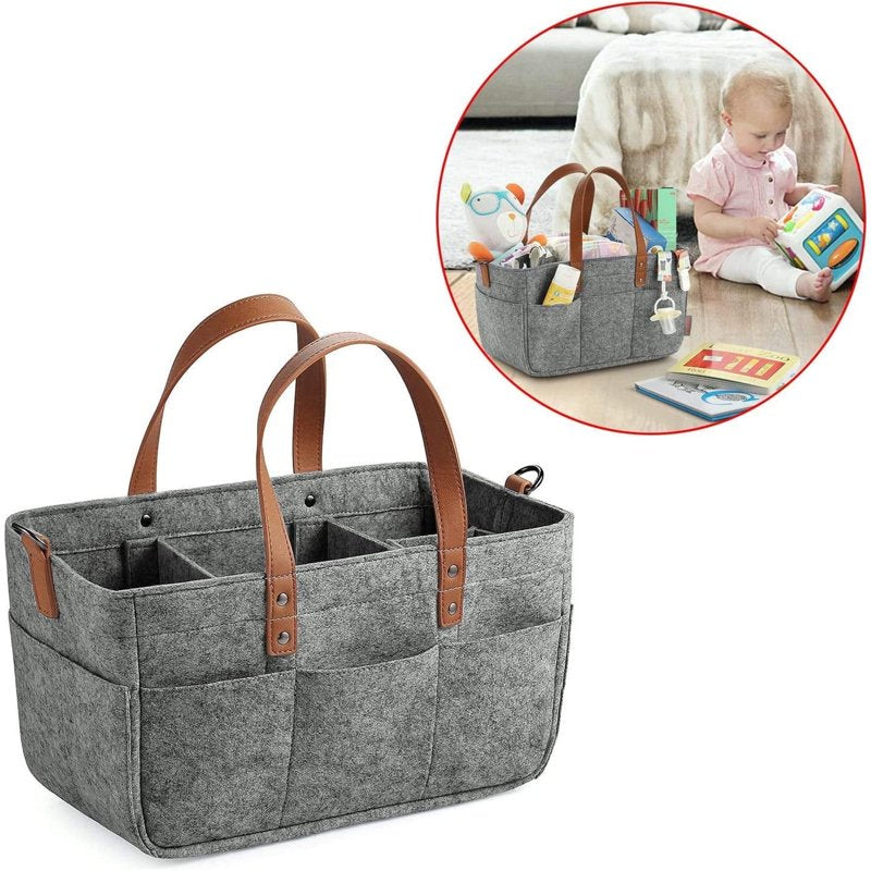 Multi-Purpose Craft Organizer Tote Bag with Pockets - Gray Storage Caddy