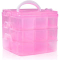 3-Tier Plastic Craft Storage Organizer with Adjustable Dividers for Art Supplies