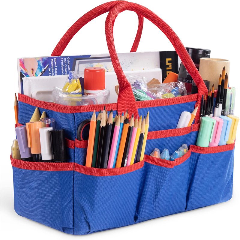 Multi-Pocket Art & Craft Storage Tote Bag - Waterproof Nylon Organizer for Sewing & Scrapbooking