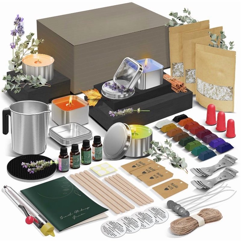 DIY Candle Making Kit with Soy Wax, Tins, Scents & Supplies for Beginners