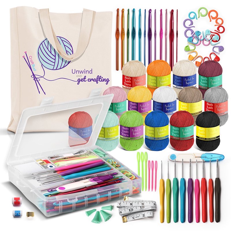 Crochet Kit for Beginners - 73-Piece Yarn & Accessory Set with Tote Bag