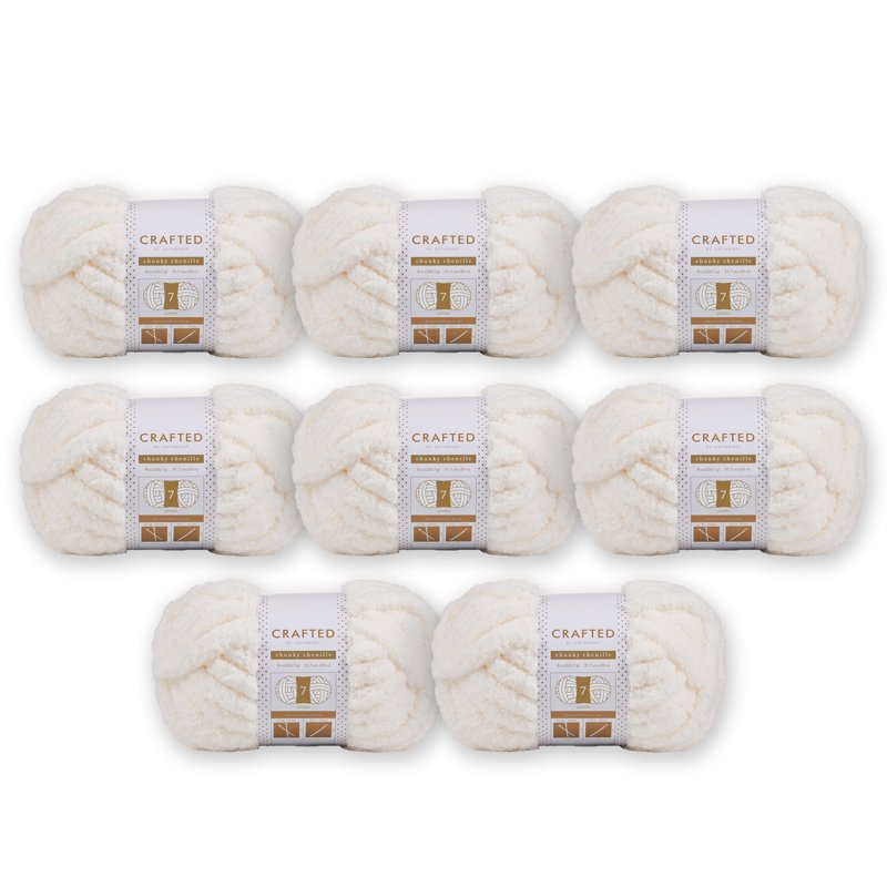 Chunky Chenille Yarn 8 Pack - Soft Thick Wool for Knitting & Crocheting