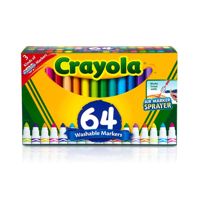 Crayola Washable Markers Set 64 Count with Gel & Window Markers for Kids