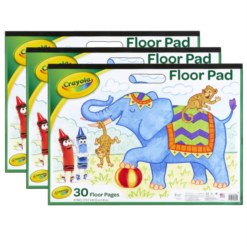 Giant Coloring Floor Pad Pack of 3 - 30 Sheets 22x16 Inches for Kids Art