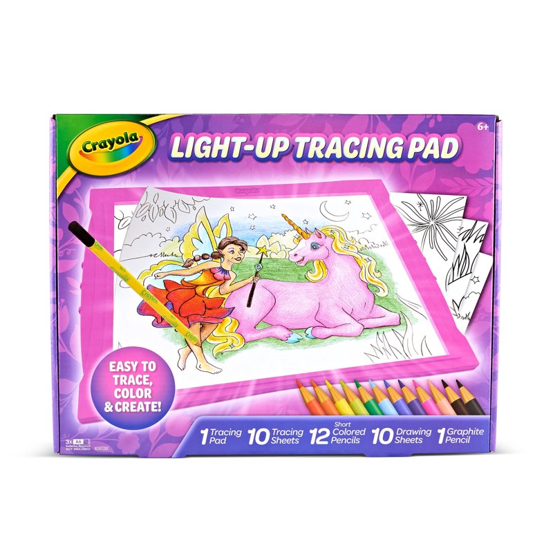 Light-Up Tracing Pad for Kids & Artists - Pink Art & Craft Toy with Colored Pencils, Drawing Sheets