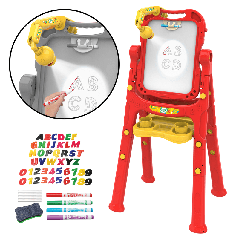 Kids Double-Sided Art Easel with Projector and Accessories - Adjustable Height