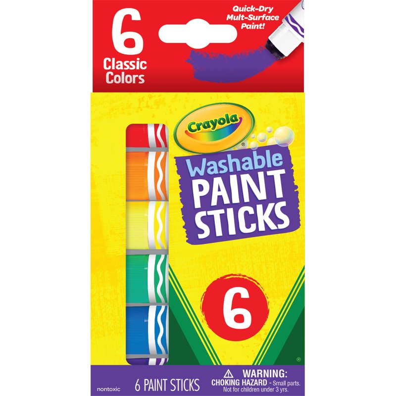 Crayola Washable Paint Sticks Assorted Colors - Mess-Free Kids Paint Set